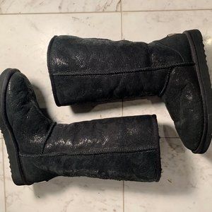 UGG Classic Tall Boots Black Paisley Print